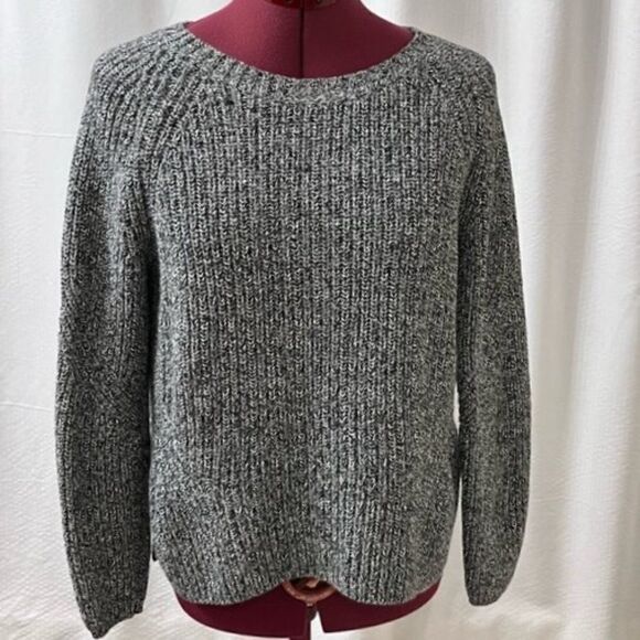 Gap Gray Chunky Ribbed Knit Crew Neck 100% Cotton Pullover Sweater  NWOT - Picture 1 of 9